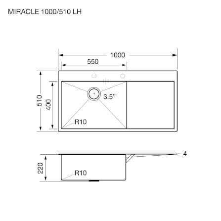 ซิงค์ล้างจาน สแตนเลส 1 หลุม 1 ที่พักจาน EVE MIRACLE 1000/510 LH (หลุมซ้าย ที่พักขวา) ขนาด 100 ซม. สีเงินสแตนเลสสตีล_5